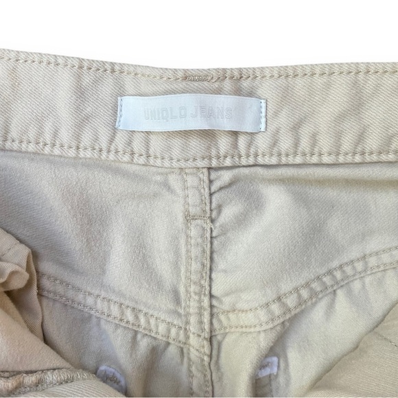UNIQLO Cream Wide Leg Raw Hem Cropped Jeans | Size 25 - Picture 4 of 12